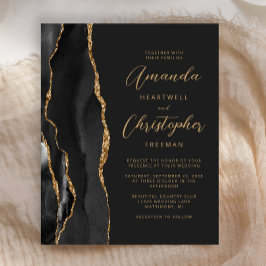 Lámina Invitación de boda pizarra negra ónix dorado Agate