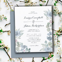 Invitación de boda polvorienta azul eucalipto econ