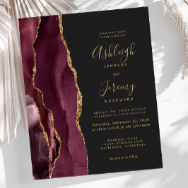 Lámina Invitación de Boda Presupuesto Ágata Borgoña Oro O