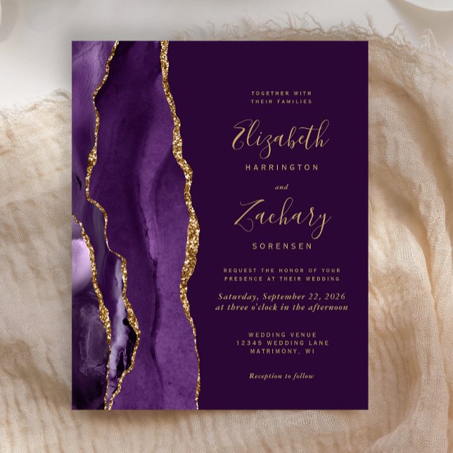 Lámina Invitación de Boda Presupuesto Deep Purple Gold Ag (Subido por el creador)