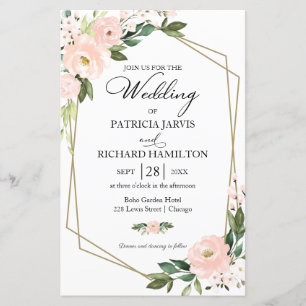 Lámina Invitación de Boda Presupuesto Floral Rubor 5.5x8.
