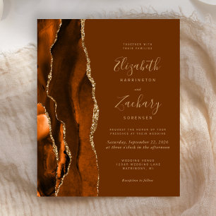 Lámina Invitación de boda Presupuesto Naranja Dorado Marr