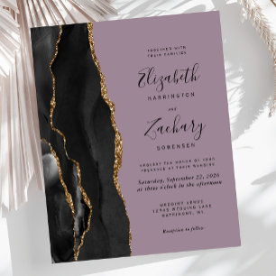 Lámina Invitación de Boda Presupuesto Negro Oro Ágata Mal