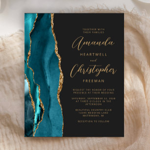 Lámina Invitación de Boda Presupuesto Pizarra Ágata Teal
