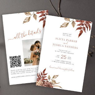 Lámina Invitación de boda QR con presupuesto para otoño t
