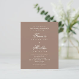 Lámina Invitación de boda romántica marrón elegante