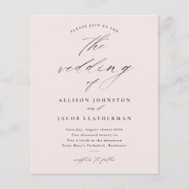 Lámina Invitación de boda rosa con guión de presupuesto