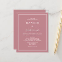 Invitación de boda rosa polvorienta elegante y eco