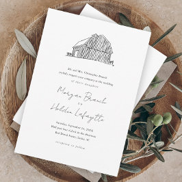 Lámina Invitación de boda rústica Boceto de granero econó