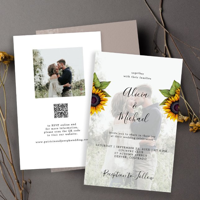 Lámina Invitación de boda rústica con código QR para RSVP (Subido por el creador)