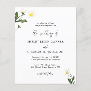 Lámina Invitación de boda rústica con flores de margarita