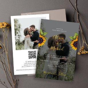 Lámina Invitación de boda rústica con foto QR RSVP presup