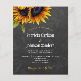 Lámina Invitación de boda rústica con girasoles y estilo