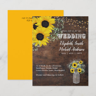 Lámina INVITACIÓN de Boda Rústica con Girasoles y Gypsoph
