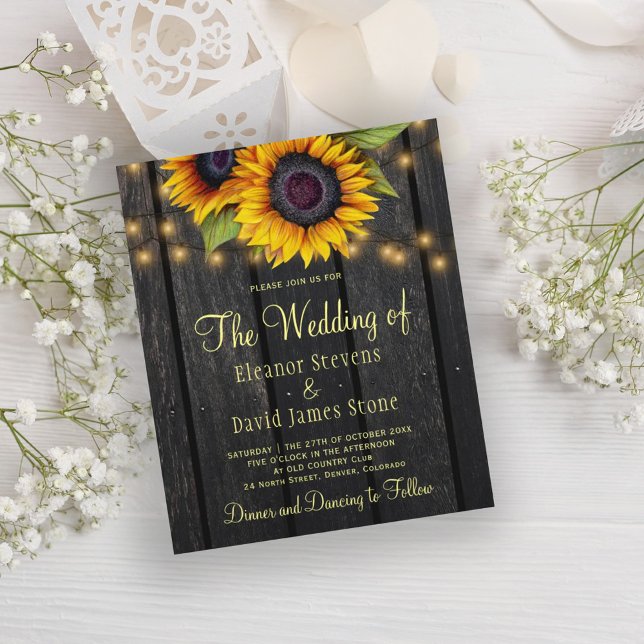 Lámina Invitación de boda rústica de campo con girasoles  (Subido por el creador)