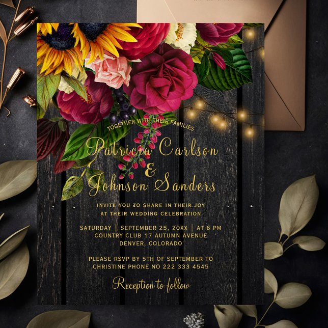 Lámina Invitación de boda rústica de otoño con girasoles  (Subido por el creador)