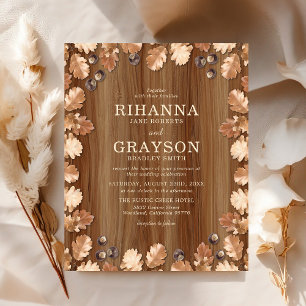 Lámina Invitación de boda rústica de otoño con presupuest