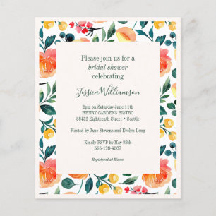 Lámina Invitación de boda rústica económica con flores na