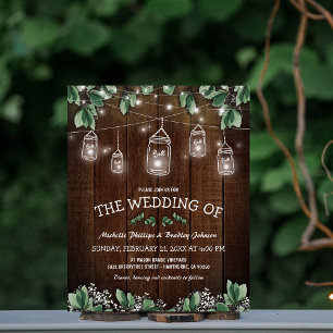 Lámina Invitación de boda rústica económica con frasco de