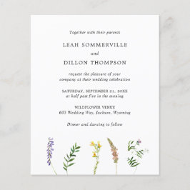 Lámina Invitación de boda rústica floral de presupuesto c