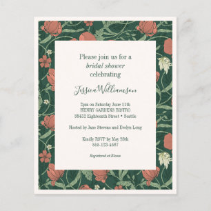 Lámina Invitación de boda rústica floral verde de presupu