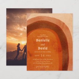 Lámina Invitación de boda rústica quemada naranja foto pr