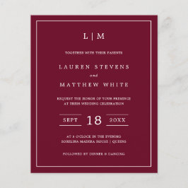 Lámina Invitación de boda sencilla con monograma de Burde