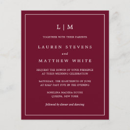 Lámina Invitación de boda sencilla con monograma de Burde