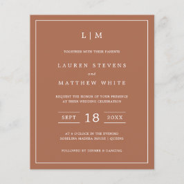 Lámina Invitación de boda sencilla de terracota con monog