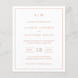 Lámina Invitación de boda sencilla rosa monograma presupu