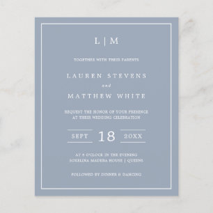 Lámina Invitación de boda sencilla y económica con monogr