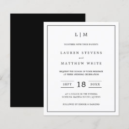 Lámina Invitación de boda simple en blanco y negro con pr