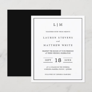 Lámina Invitación de boda simple en blanco y negro con pr