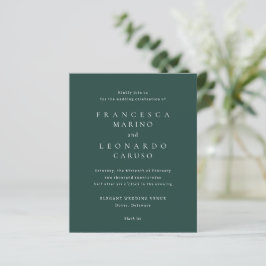 Lámina Invitación de boda simple esmeralda clásica