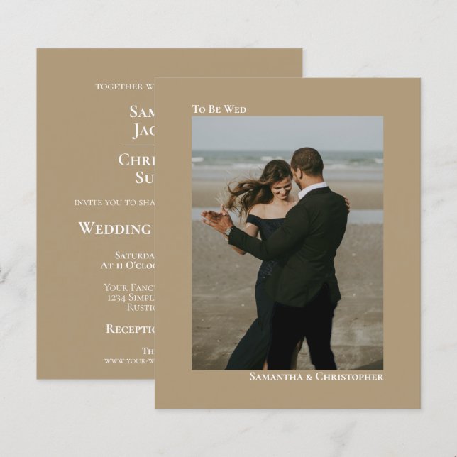 Lámina Invitación de boda Simple Mocha Tan BUDGET para fo (Anverso / Reverso)