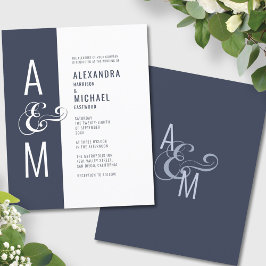 Lámina Invitación de boda simple moderna Monograma Presup