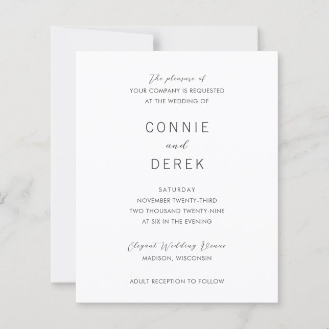 Lámina Invitación de boda simple moderna y económica (Anverso)