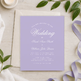 Lámina Invitación de boda simple presupuesto lavanda púrp