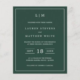 Lámina Invitación de boda simple y económica con monogram
