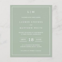 Lámina Invitación de boda simple y económica con monogram