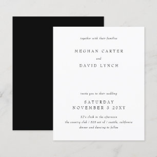 Lámina Invitación de boda simple y económica en blanco y