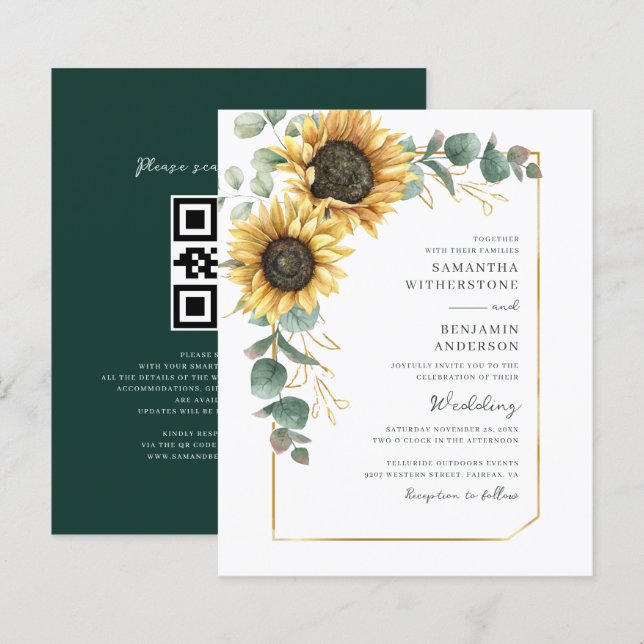 Lámina Invitación de boda todo en uno con código QR de gi (Anverso / Reverso)