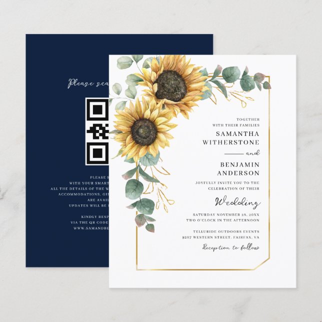 Lámina Invitación de boda todo en uno con código QR de gi (Anverso / Reverso)
