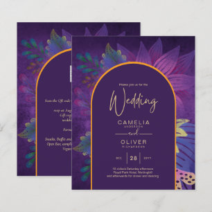 Lámina INVITACIÓN de BODA tonos JOYA Morado Oro Plum Leah