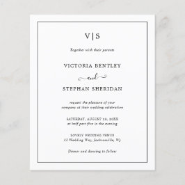 Lámina Invitación de boda tradicional en blanco y negro c
