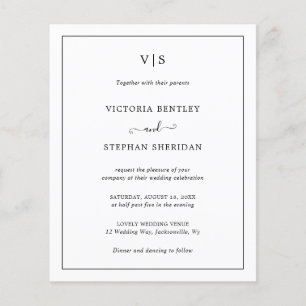 Lámina Invitación de boda tradicional en blanco y negro c