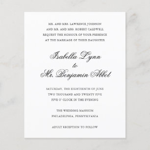 Lámina Invitación de boda tradicional en blanco y negro c