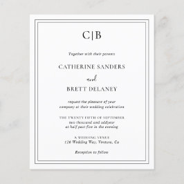 Lámina Invitación de boda tradicional en negro y blanco c