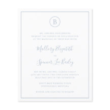 Invitación de boda tradicional polvorienta azul pr