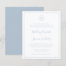 Lámina Invitación de boda tradicional polvorienta azul pr